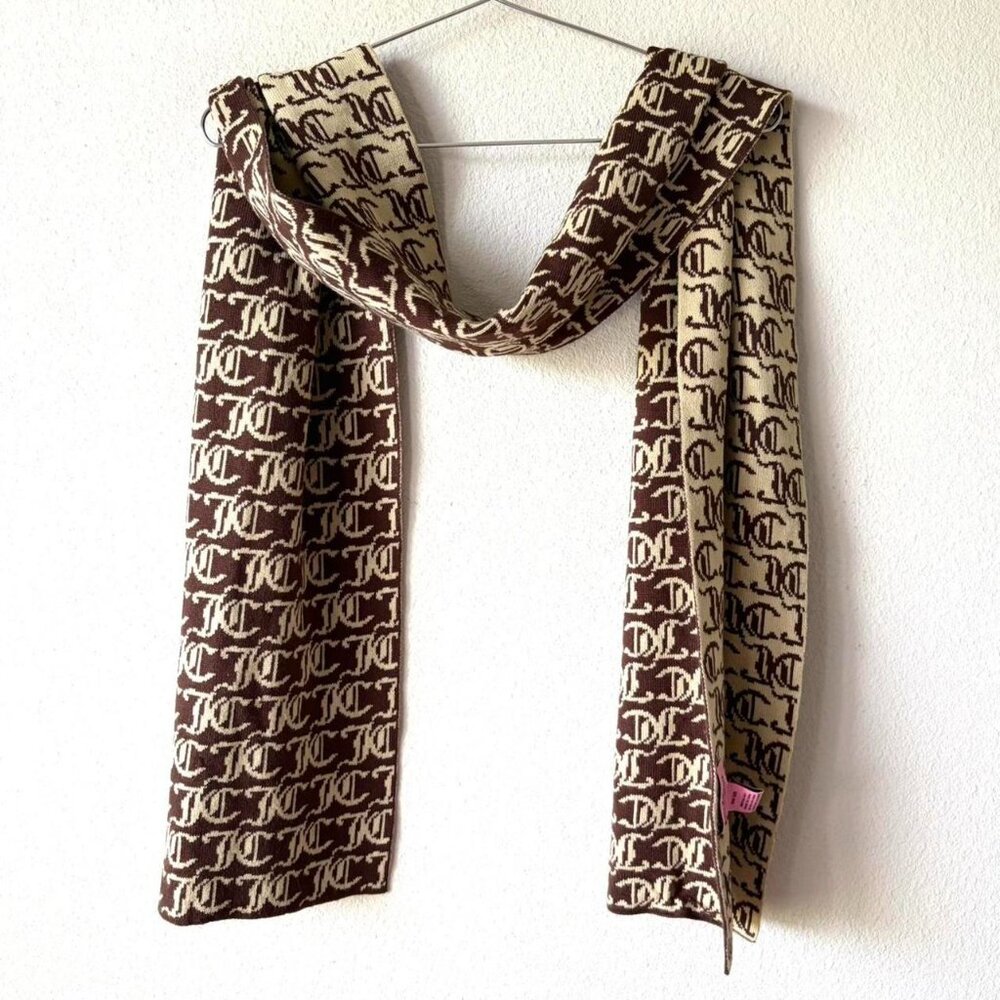 Juicy Couture Brown Monogram Print Scarf y2k 2000s